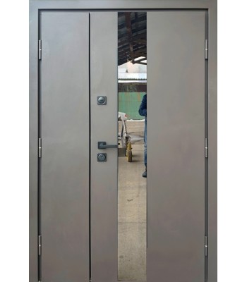 Входные двери STRONG Металл-МДФ Вест 1200 Ral 8019 / дуб темный терморазрыв улица