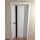 Дверь Leador ASTI Glass белый матовый + черное стекло
