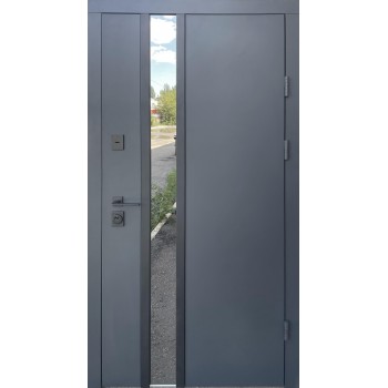Дверь Qdoors Норд металл Антрацит7021 краска/МДФ белое дерево