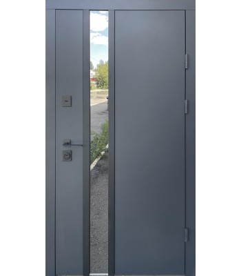 Дверь Qdoors серия Стрит Норд металл Антрацит7021 краска/МДФ белое дерево