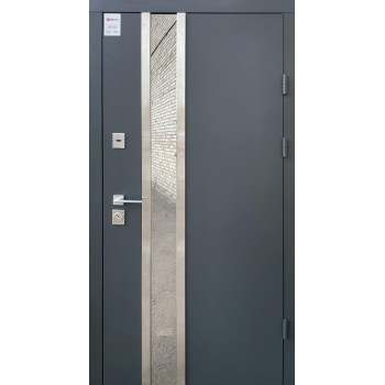 Двері Qdoors Норд метал Антрацит7021 фарба+ AL /МДФ біле дерево
