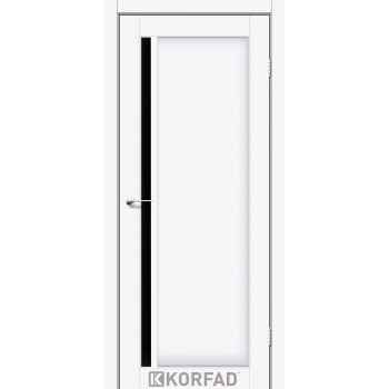 Дверь межкомнатная KORFAD ORISTANO OR-06 белый перламутр черное стекло