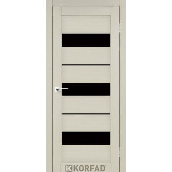 Міжкімнатні двері KORFAD Porto PR-12 дуб білий чорне скло