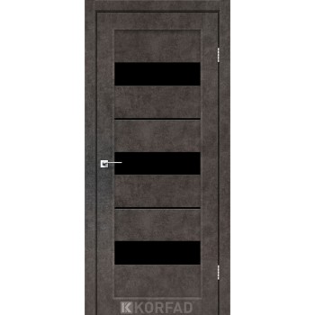 Міжкімнатні двері KORFAD Porto PR-12 лофт бетон чорне скло