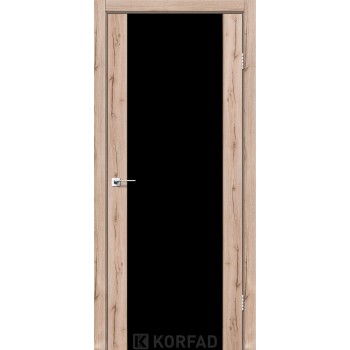 Межкомнатная дверь KORFAD SANREMO SR-01 дуб тобакко черное стекло