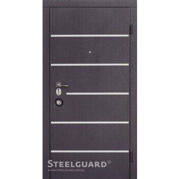 Двері "Steelguard" Серія FORTE+AV-5 венге темний/білий шовк із замком Mottura