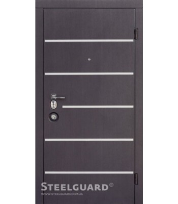 Дверь "Steelguard" Серия FORTE+AV-5 венге темный/белый шелк с замком Mottura