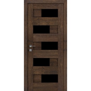Двері Rodos Modern Verona каштан темний чорне скло Renolit