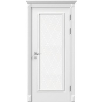 Дверь Rodos Siena Asti белая эмаль со стеклом с гравировкой