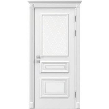 Дверь Rodos Siena Rossi белая эмаль со стеклом с гравировкой