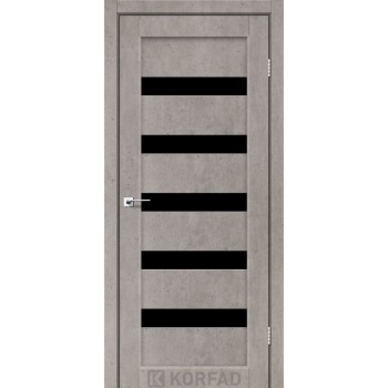 Дверь межкомнатная KORFAD Porto PR-03 лайт бетон черное стекло
