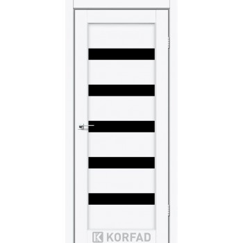 Двері міжкімнатні KORFAD Porto PR-03 ясен білий чорне скло