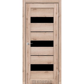 Дверь межкомнатная KORFAD Porto PR-12 дуб тобакко черное стекло