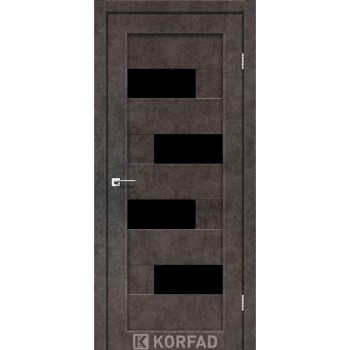 Межкомнатная дверь KORFAD PARMA PM-10 лофт бетон черное стекло