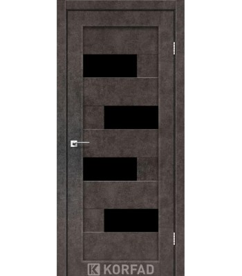 Межкомнатная дверь KORFAD PARMA PM-10 лофт бетон черное стекло